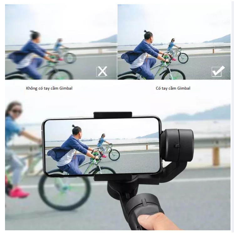 Tay Cầm Gimbal Chống Rung 3 Trục Cho Điện Thoại - Gậy Chống Rung Hỗ Trợ Quay Video Chụp Ảnh Cao Cấp - Bảo Hành 12 Tháng