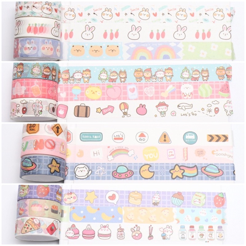 Cuộn washi tape dễ thương cute dài 5m dùng để trang trí