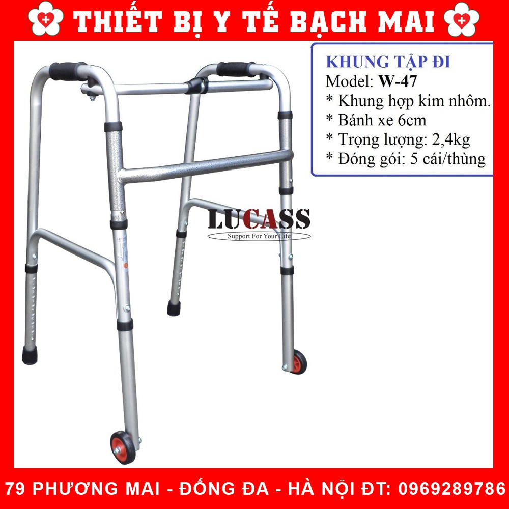 Khung Tập Đi Lucass WH47 [Hỗ Trợ Người Già Phục Hồi Chức Năng, Hợp Kim Nhôm Siêu Nhẹ]