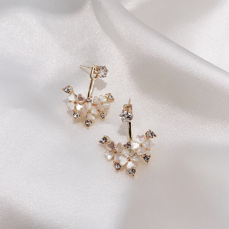 Bông Tai Hình Chữ V Đính Đá Lấp Lánh Phong Cách Hàn Quốc Thời Trang Cho Nữ