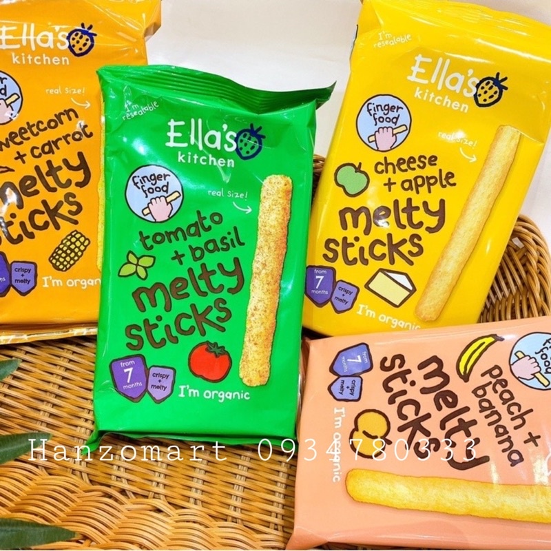 [ 10/2022 ] Bánh ăn dặm Ella’s Kitchen Melty sticks cho bé 7 tháng UK