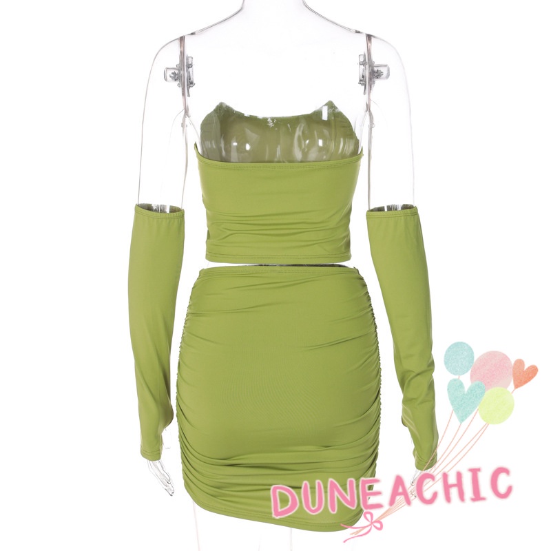 DUNEA Set Áo Ống Kèm Chân Váy Ngắn Xếp Ly Quyến Rũ Dành Cho Nữ