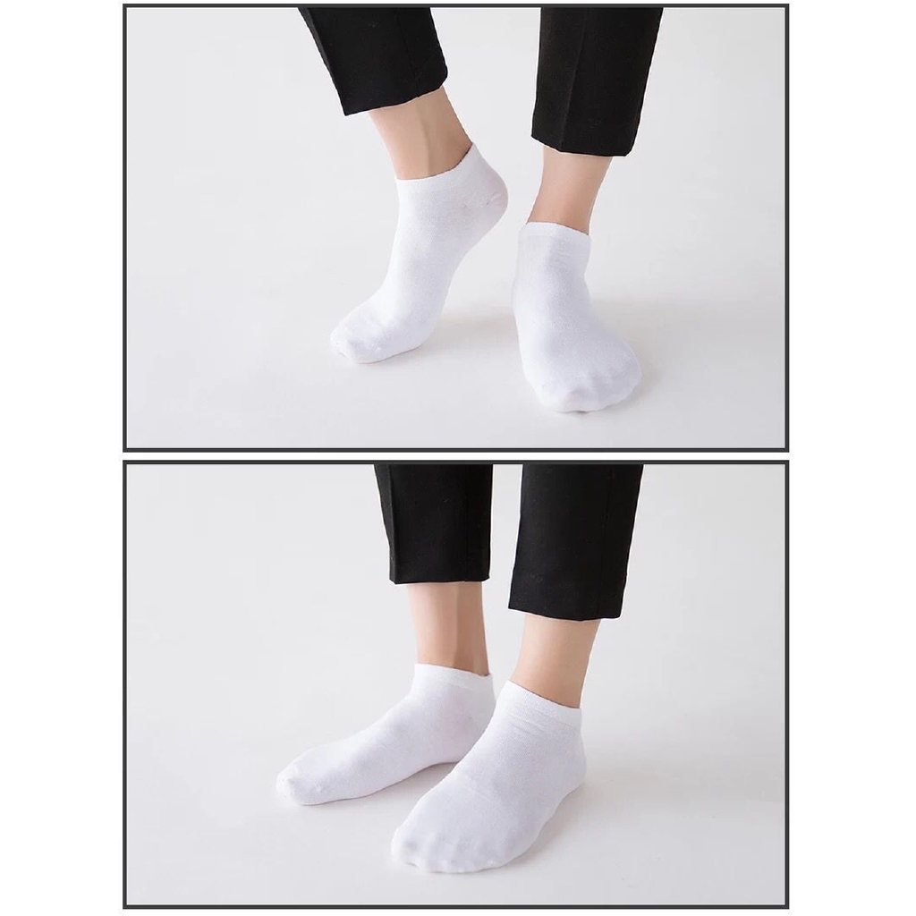 Vớ cổ ngắn màu trơn thoáng khí thiết kế đơn giản thời trang cho nam và nữ