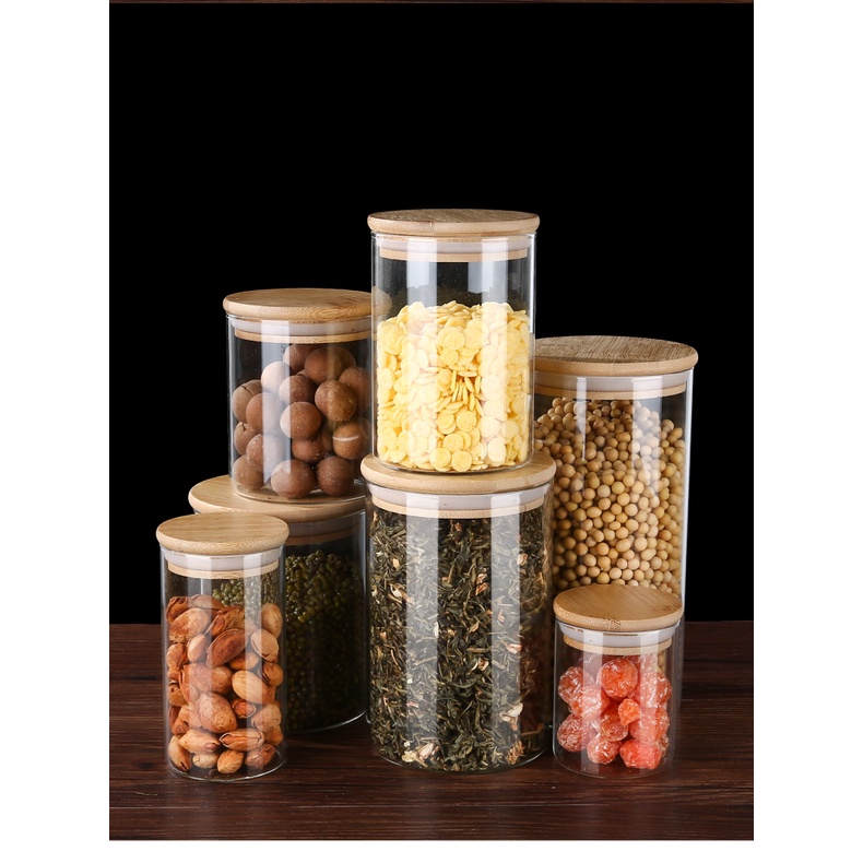 [VIDEO THẬT] Hũ tròn, Bình Thuỷ Tinh Nắp Gỗ, Lọ Đựng Gia Vị, Đồ Khô Kín Nước, Chống Ẩm, Dung Tích 260 - 1200ml | BigBuy360 - bigbuy360.vn