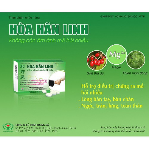 Hòa Hãn Linh - Hỗ trợ điều trị chứng ra mồ hôi nhiều, giảm hồi hộp lo âu (Hộp 30 viên)