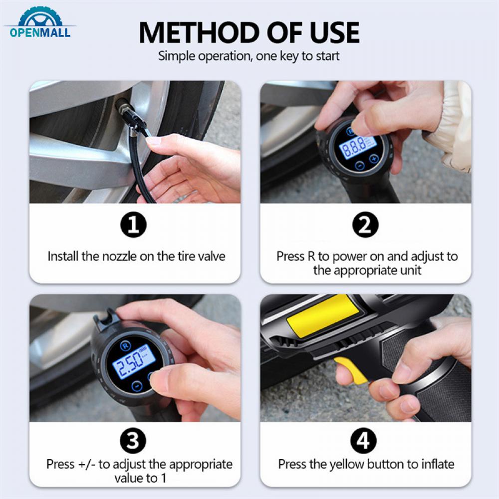 Máy Bơm Lốp Xe Kỹ Thuật Số Không Dây Công Suất Cao Có Đèn Led