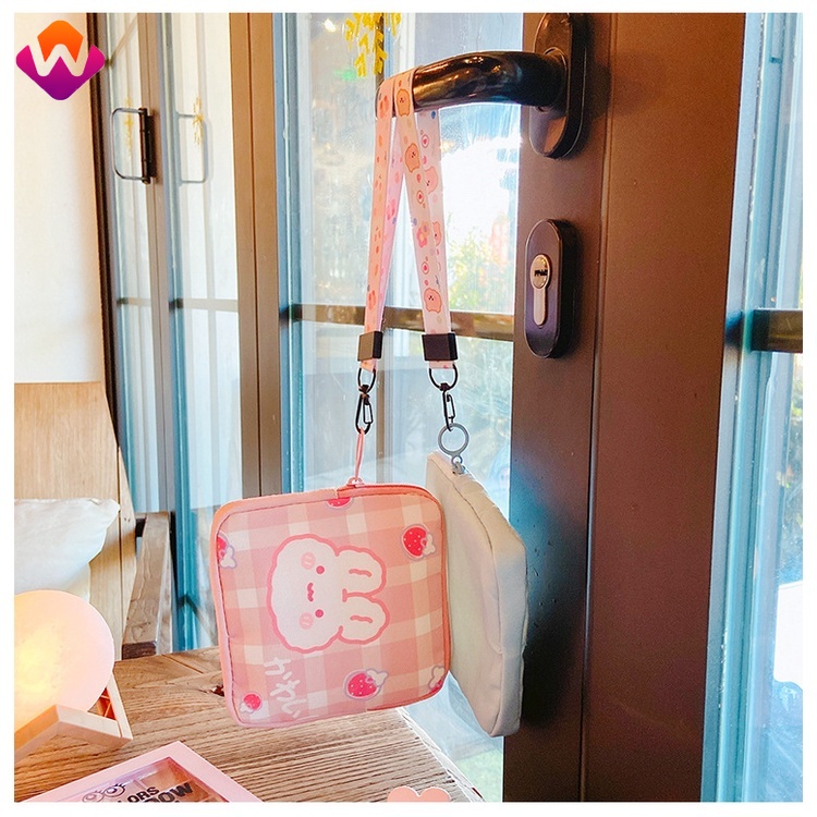 Túi Đựng Băng Vệ Sinh/Khăn Ăn mini Họa Tiết Gấu Hoạt Hình Dễ Thương Phong Cách Hàn Quốc Cho Nữ