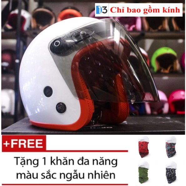 Kính Bubble Thái Chống Gió Bụi - Dành Cho Mũ Bảo Hiểm 3/4 - 7 Màu New