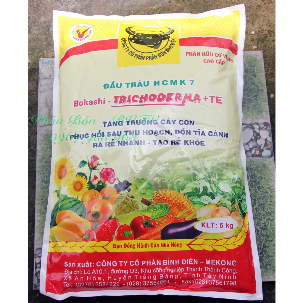Đầu trâu CMK7 5kg Phân bón hữu cơ Trichoderma cho Rau màu, hoa kiểng