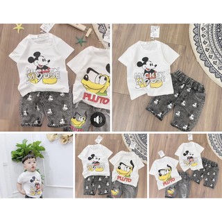 Bộ cộc micky/ pluto quần bò bé trai