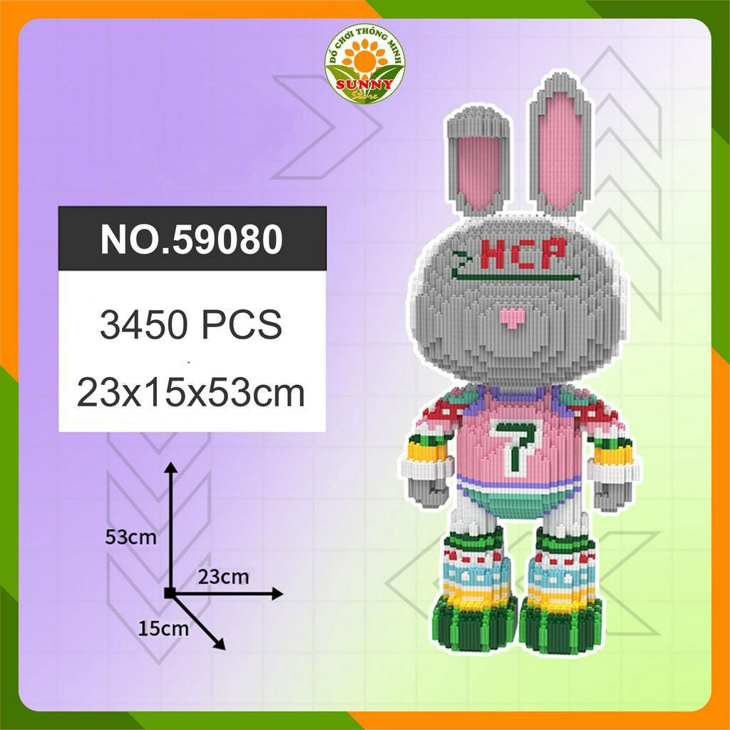 Đồ chơi lắp ghép Thỏ Mo Mo sắc màu cá tính - Mô hình lắp ghép 3D Thỏ Mo Mo - Cao 53cm - 3500+pcs - Sunny
