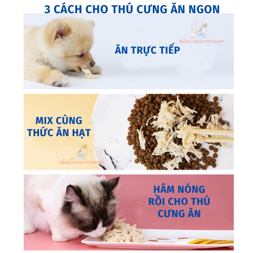 Ức gà ăn liền cho chó mèo, ức gà hấp, thức ăn cho chó mèo