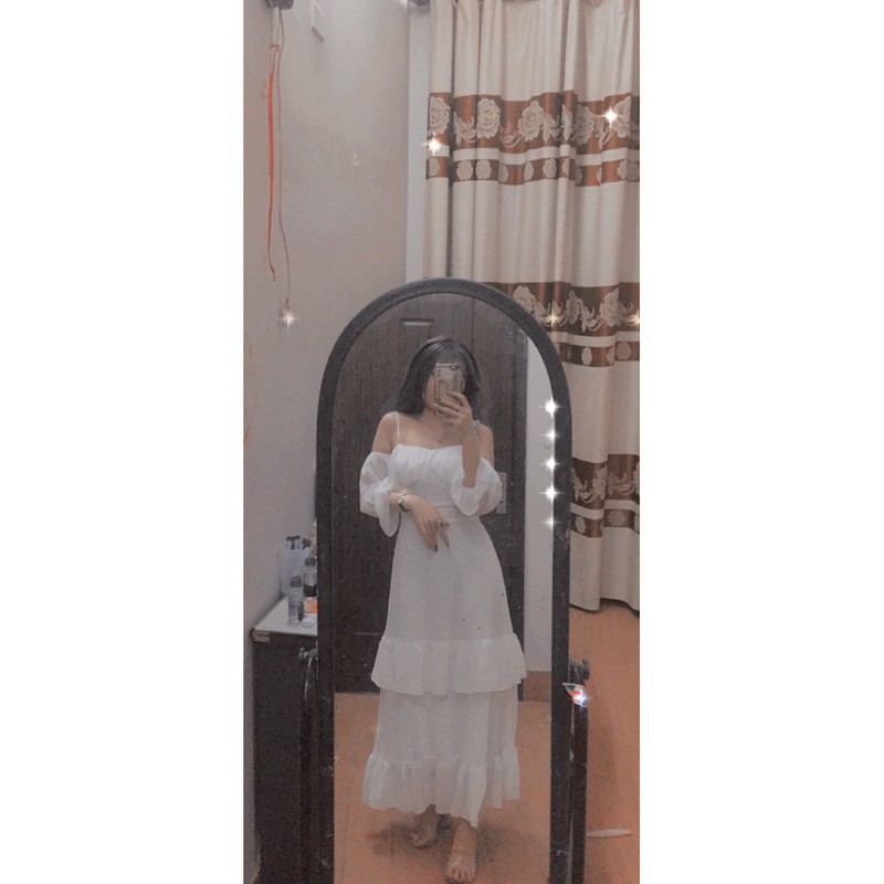 [ẢNH THẬT+ VIDEO ] đầm maxi dáng dài 3 tầng phối voan rớt vai | BigBuy360 - bigbuy360.vn