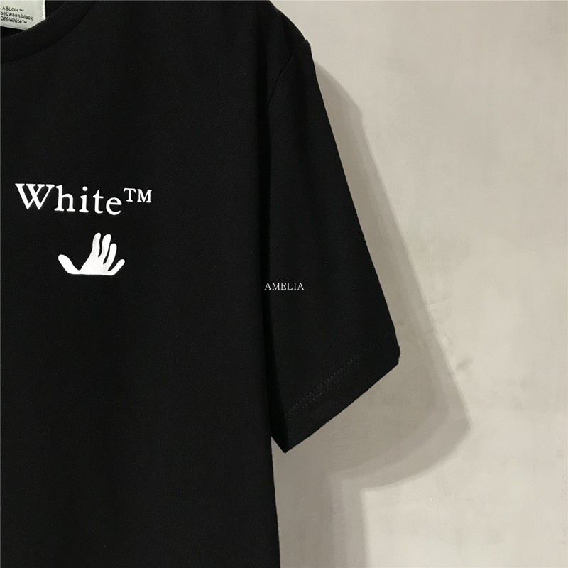 Off White Áo Thun Ngắn Tay Họa Tiết Chữ Độc Đáo Thời Trang