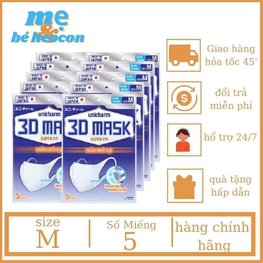 [Hàng Chính Hãng] Khẩu Trang Nhật Bản 3D Mask Chống Khói Bụi + Mevabeheocon123