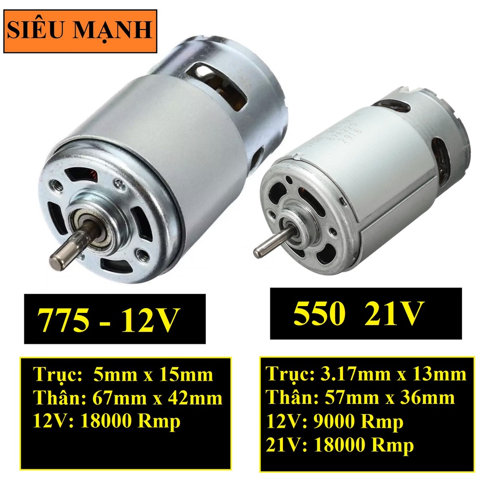 Mô tơ 775 Trục Tròn 5mm 12V 160W Siêu Khỏe, motor 775, chế máy khoan, chế máy cắt, chế quạt, chế máy bơm