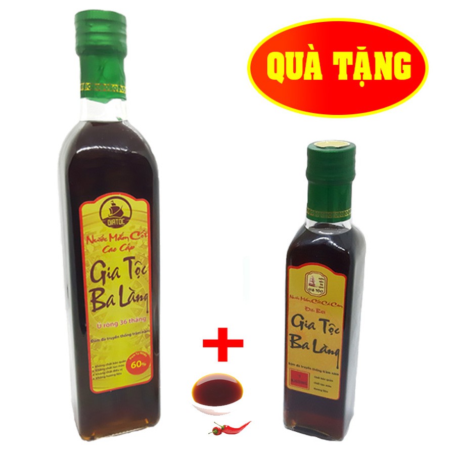 Tặng ngay chai nước mắm cốt  Đặc biệt  300ml khi mua Chai nước mắm cốt Cao Cấp Gia Tộc Ba Làng 500ml ủ ròng 18 tháng