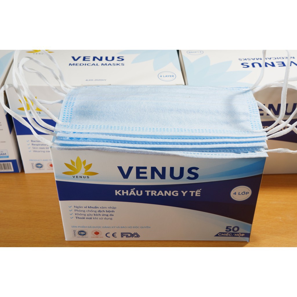 Khẩu trang y tế 3 lớp giấy kháng khuẩn loại cao cấp Venus