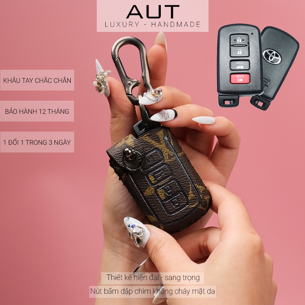 Bao da chìa khoá Toyota Altis Camry Highlander LV khâu tay TAT CD
