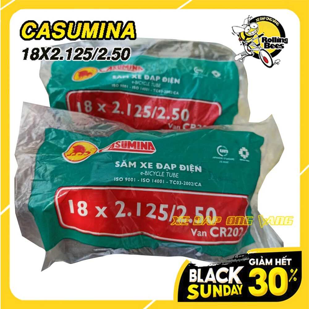 Ruột  Xe Đạp Điện 18x2.125/2.50 Van Cong, Thẳng chính hẫng Casumina