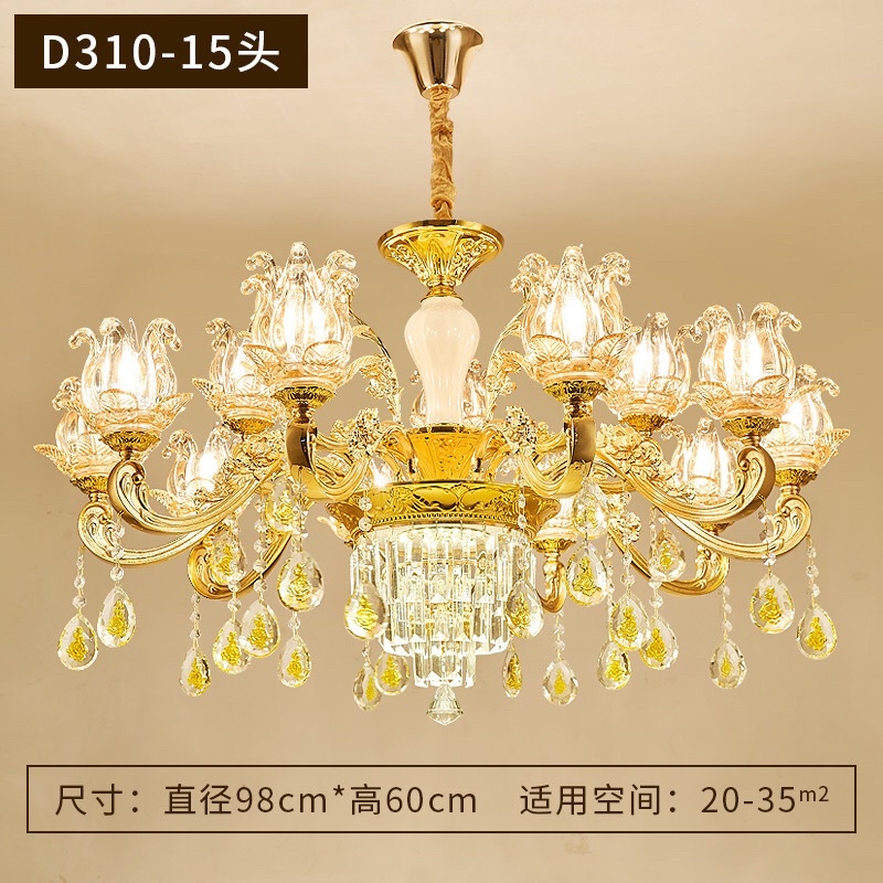 Đèn chùm 15 Tay 6212 Bát Thuỷ tinh pha lê