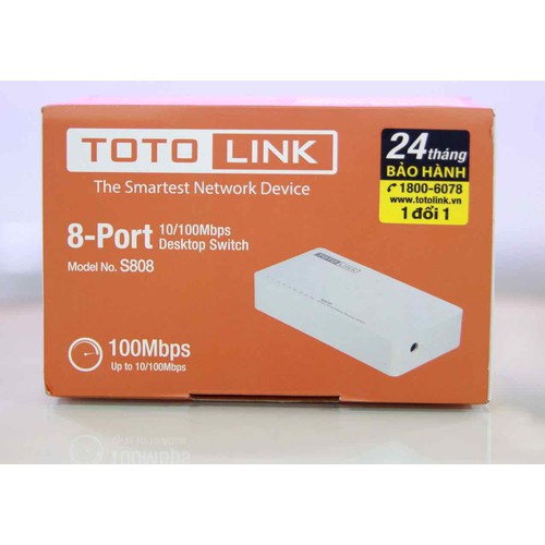 THIẾT BỊ CHIA MẠNG LAN TOTOLINK 8 CỔNG S808 CHÍNH HÃNG - Switch 8 cổng 10/100Mbps