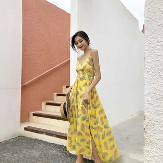 GOM ORDER Đầm Ulzzang QC 2 dây đan lưng đi biển xinh yêu