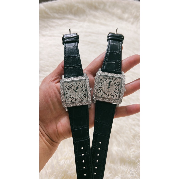 Đồng hồ nữ Franck muller full đá, dây da cao cấp  - Frank muller geneve