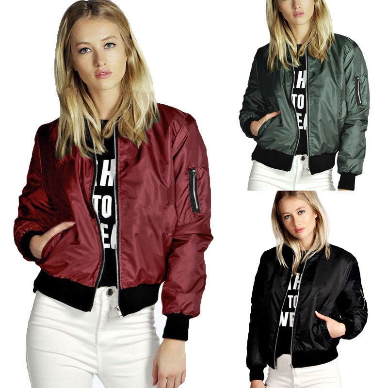 ☛☏❤Fashion Women Army Green Vintage Slim Biker Motorcycle Zipper Bomber Jacket Coat | BigBuy360 - bigbuy360.vn