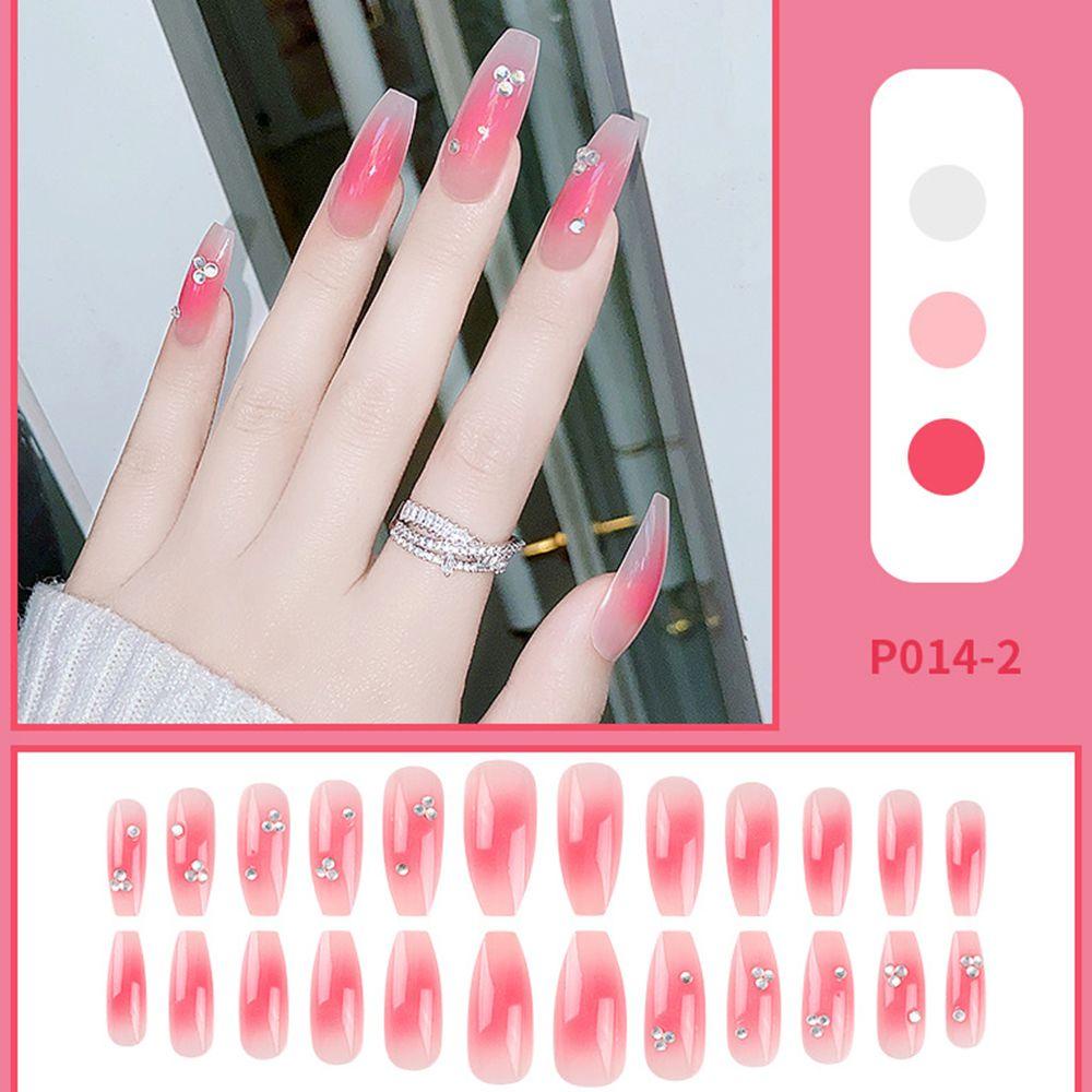 Bộ Móng Tay Giả Ngắn Thiết Kế Ngọt Ngào Thời Trang|Móng Tay Giả Che Phủ Toàn Diện Đính Nơ Xinh Xắn