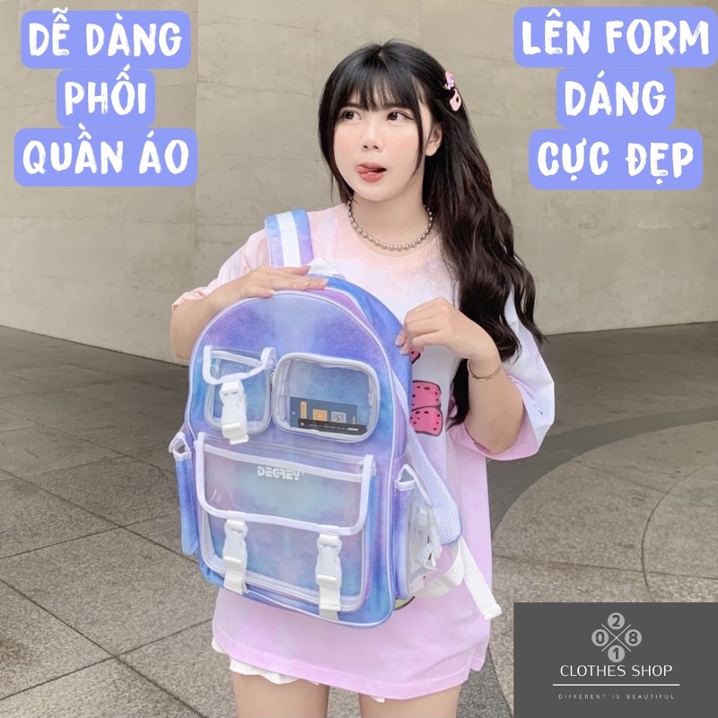 Balo Degrey Violet Backpack 2810 Clothes Shop Balo Đi Học Tím Ulzzang Unisex