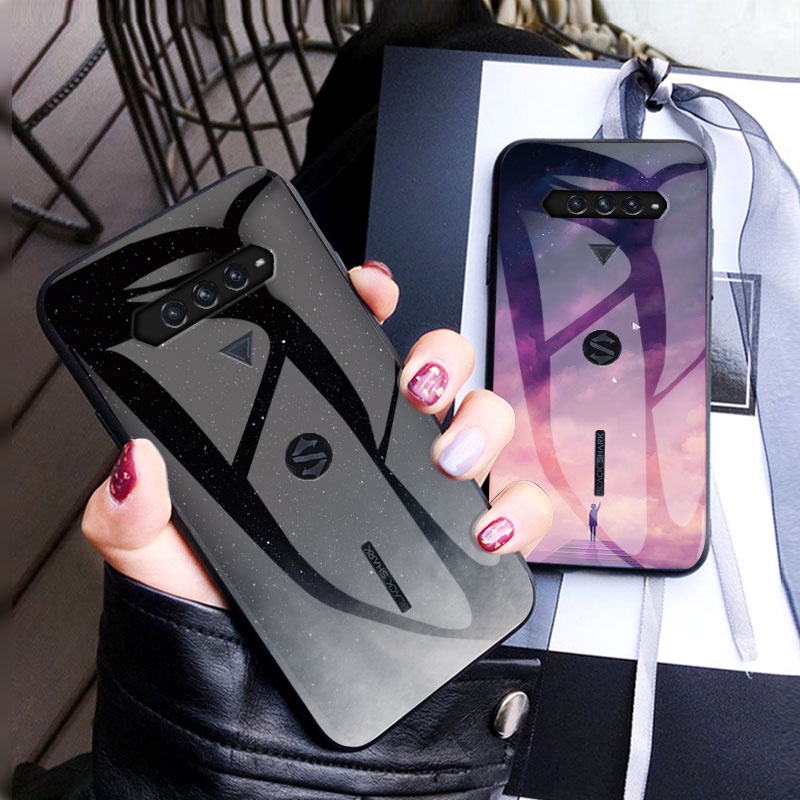 Ốp Điện Thoại Kính Cường Lực Cạnh Silicon Mềm Chống Sốc Cho Xiaomi Black Shark 3 3s 3pro 4 4pro 5 5pro 5RS