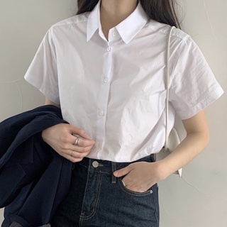 Devonltd áo sơ mi trơn cổ bẻ tay ngắn