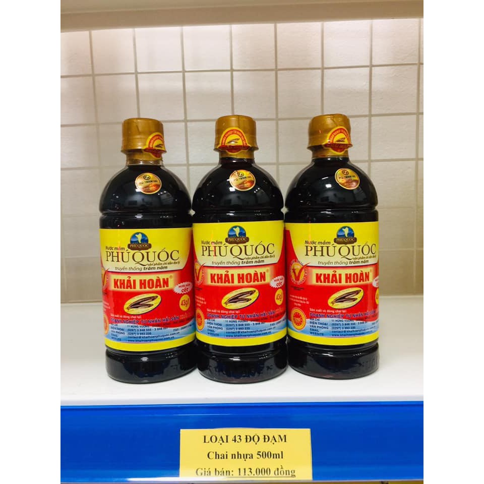 Nước mắm Khải Hoàn Phú Quốc 43 độ đạm - Chai 500ml