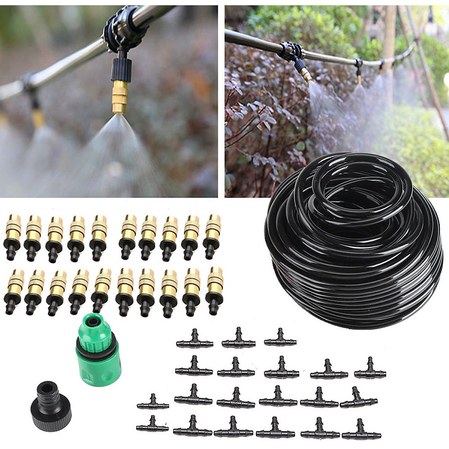 Bộ KIT Phun Sương Tưới Cây Tự Động gồm 20 Béc Bằng Đồng Cao Cấp kèm 25m Dây