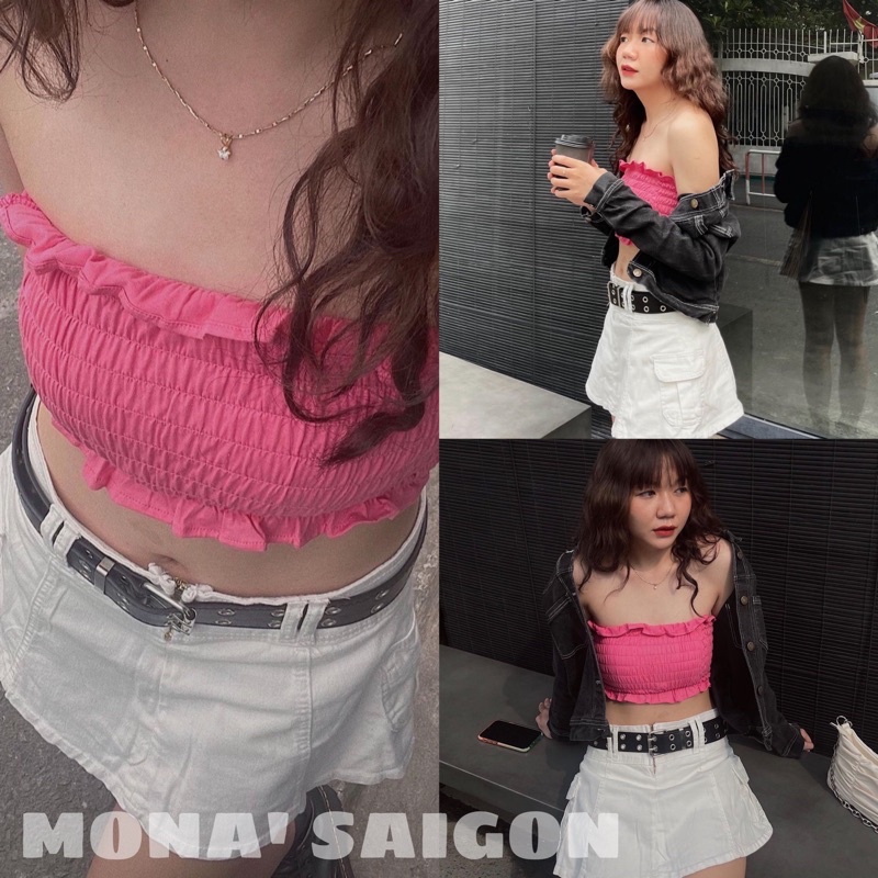 MONÁ Áo ống nữ PINK CROPTOP