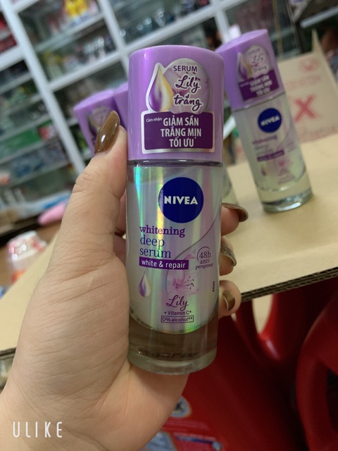 Lăn ngăn mùi NIVEA serum giúp dưỡng trắng chuyên sâu hương hoa Lily ( mầu tím )