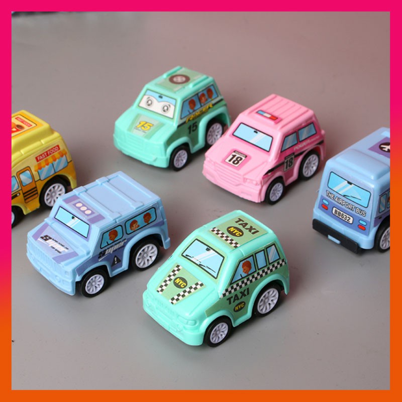 Bộ 6 Mô Hình Xe Cứu Hỏa Đồ Chơi Mini Dạng Kéo Lưng Xe Xây Dựng Cho Bé Trai