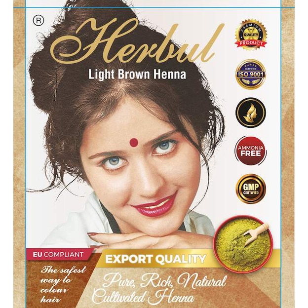 Bột nhuộm tóc thảo dược Herbul Henna - Màu Nâu Sáng Light Brown