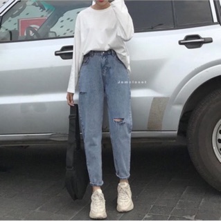 ☀️ Baggy Jeans Lưng Cao Rách 2PT