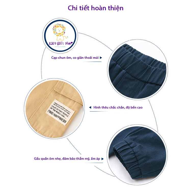 Quần Kaki bé trai WAPYPY quần bé trai size đại quần dài trắng cho bé quần jogger mẫu mới 2023