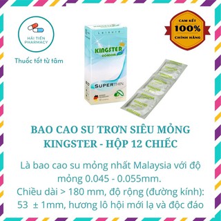 Bao cao su trơn siêu mỏng kingster – hộp 12 chiếc