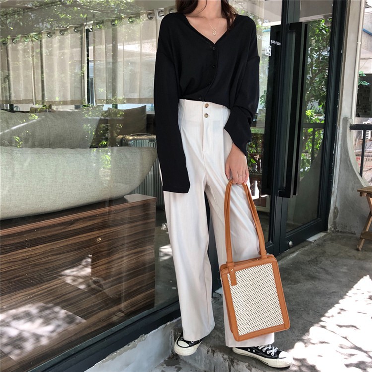 Áo Sơ Mi Tay Dài Form Rộng Màu Trơn Phong Cách Retro Hàn Quốc