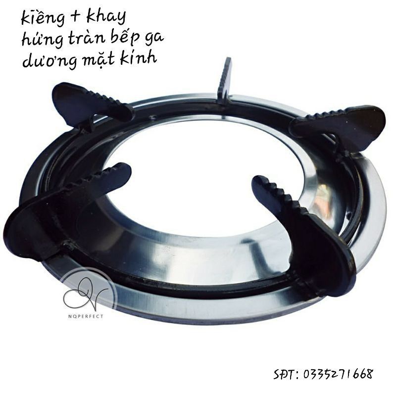 Combo kiềng bếp ga + khay hứng ( lỗ khoét tròn 11cm)bếp ga dương mặt kính phổ thông
