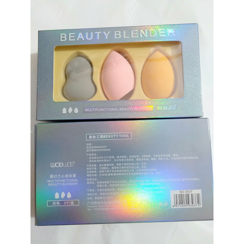 Set 3 Mút Trang Điểm WodWod Multifunctional Beauty Blender giúp bạn đánh kem nền một cách hoàn hảo