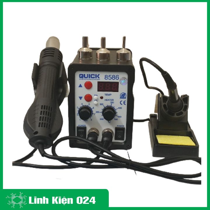 Máy hàn khò điện tử QUICK 8586 2 trong 1 điện áp 220V chỉnh nhiệt công nghệ mới