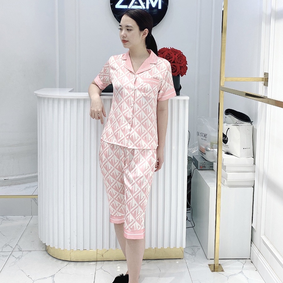 Bộ ngủ satin ZAM Luxury - SLA32 -  Áo ngắn tay quần lửng