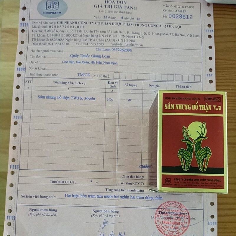 SÂM NHUNG BỔ THẬN TW3 lọ 30 viên