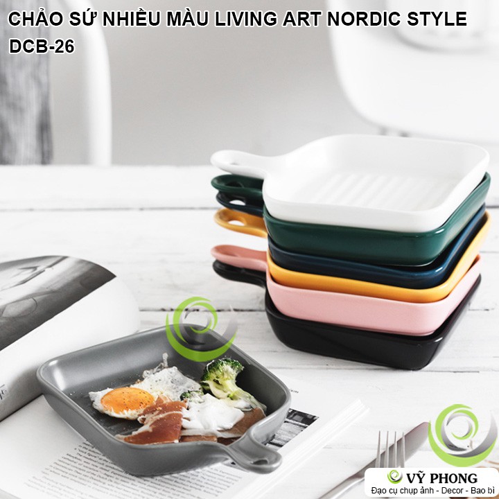 CHẢO SỨ DĨA SỨ MÀU VINTAGE LIVING ART BẮC ÂU NORDIC TRANG TRÍ BẾP ĐẠO CỤ CHỤP HÌNH SẢN PHẨM INS DCB-26