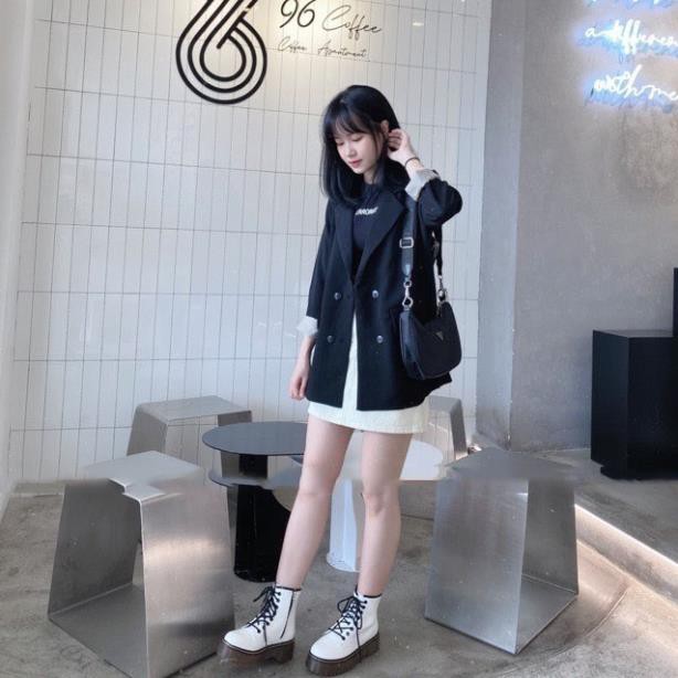 áo blazer trơn nữ 2 lớp có túi nắp - áo vest màu đen ulzzang ( ảnh thật/ có sẵn) | BigBuy360 - bigbuy360.vn